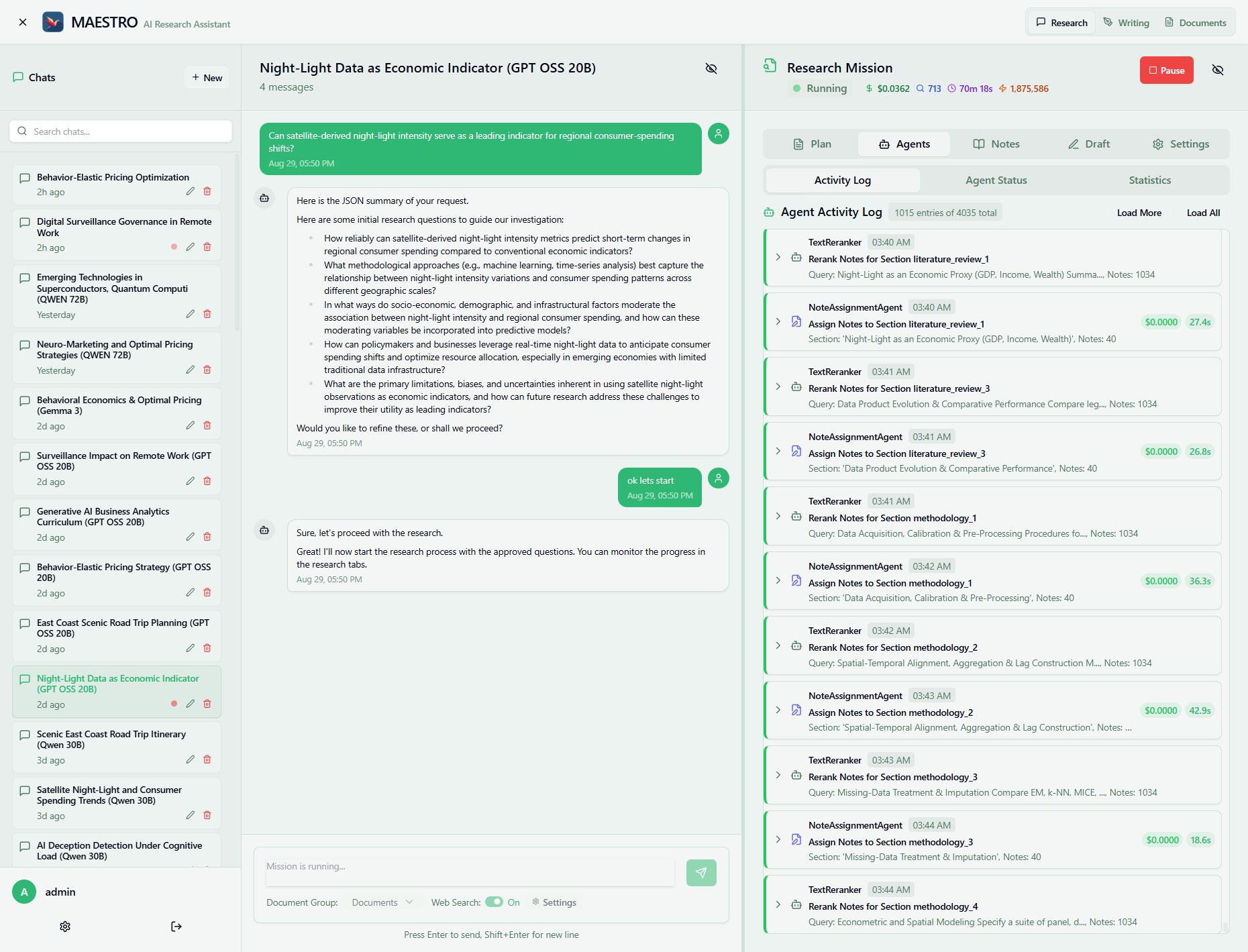 Research Chat Interface