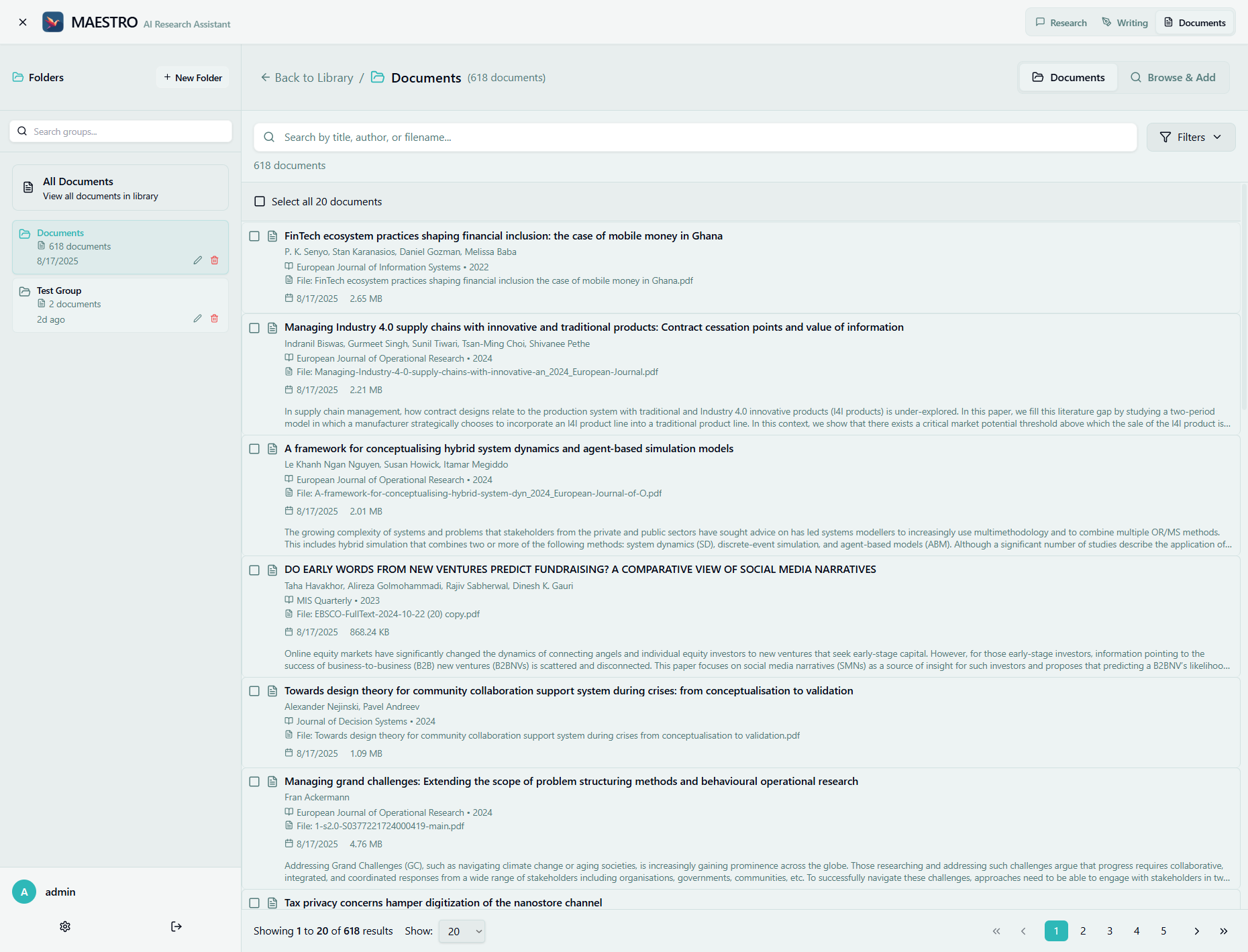 Document Groups View