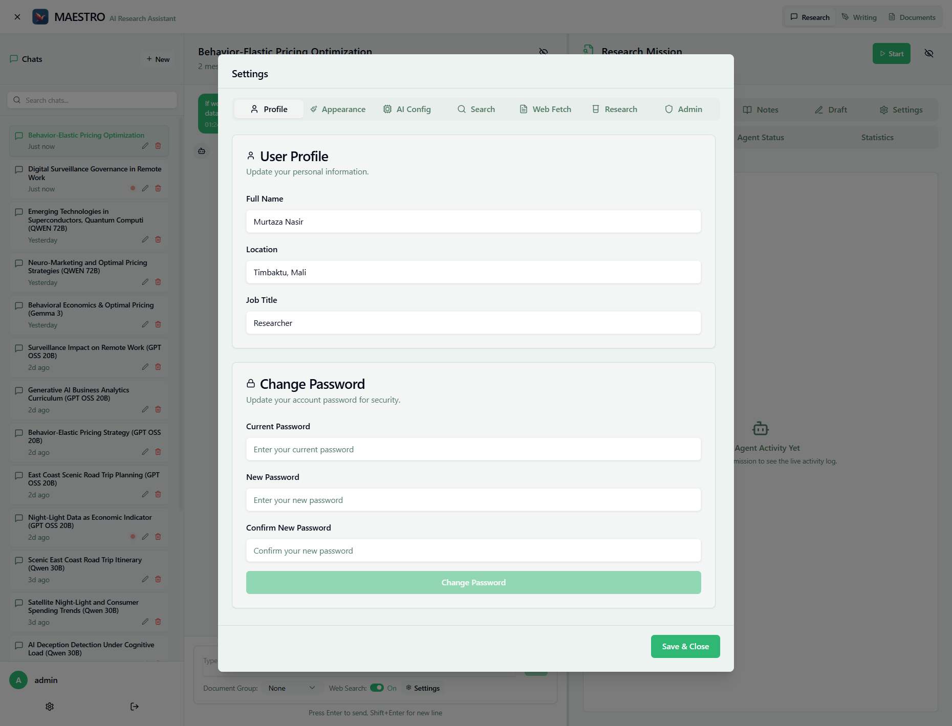 Profile Settings