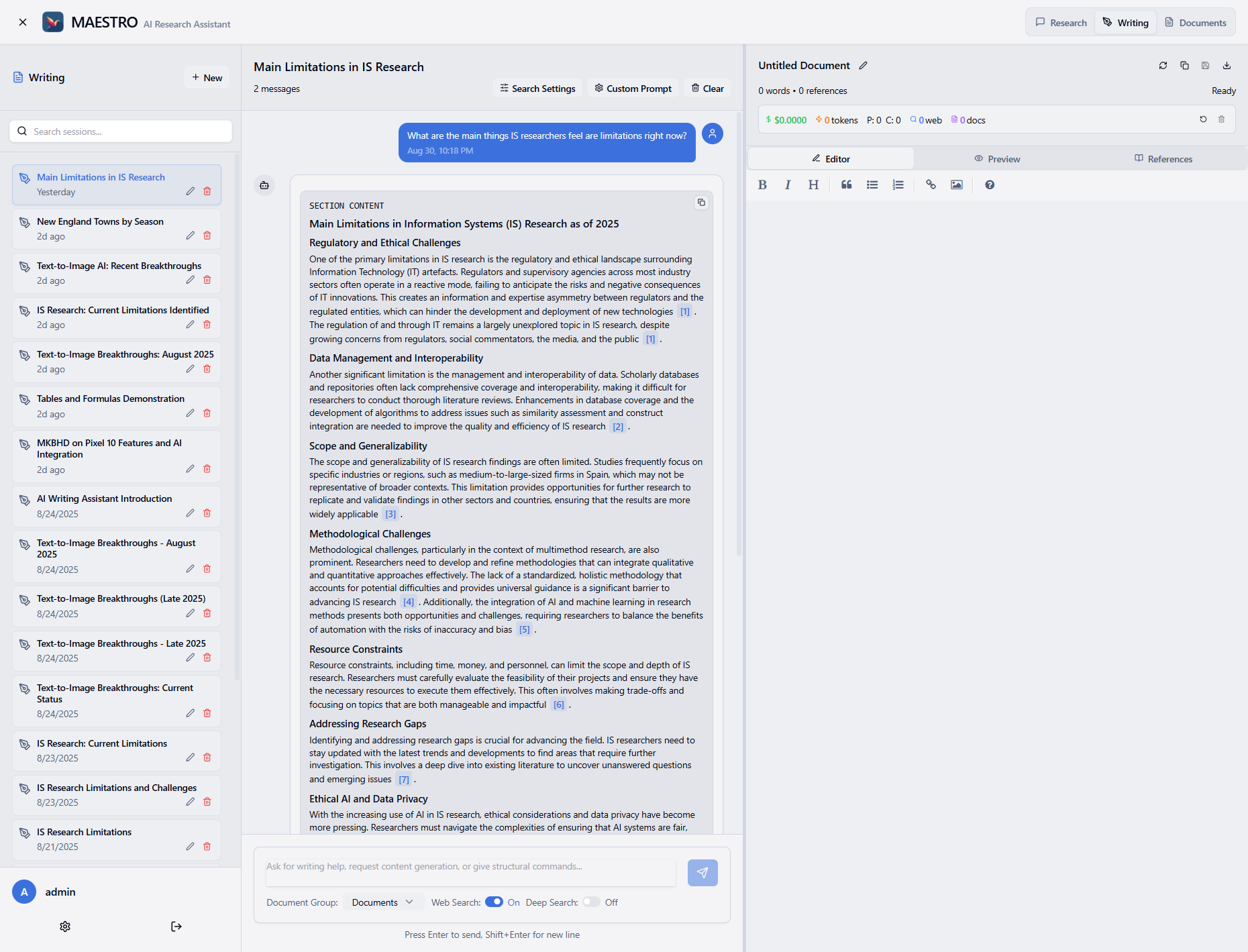 Writing Mode Interface