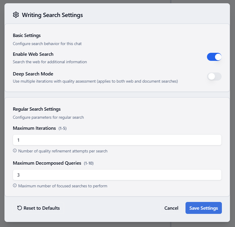 Search Settings