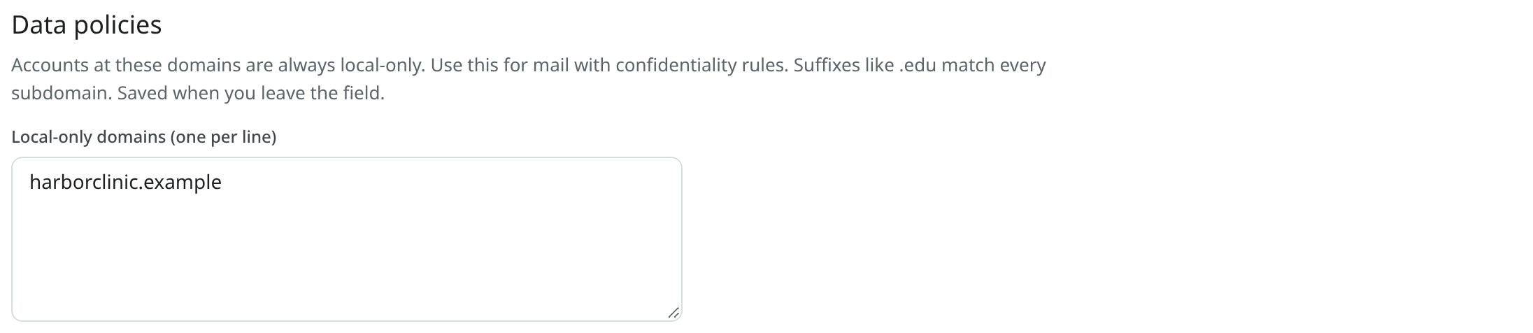 Data policies with a local-only domain