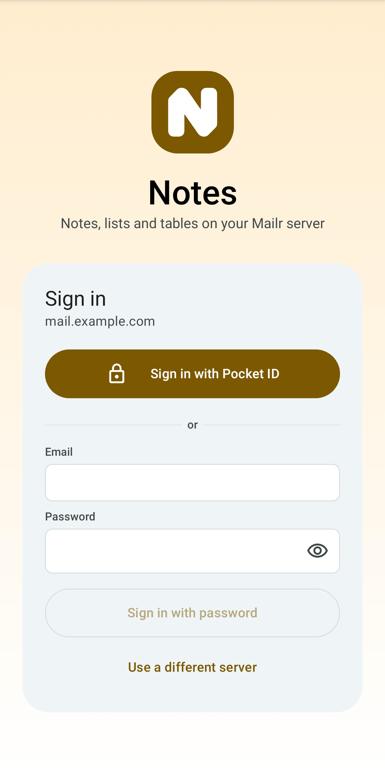 Signing in to the Notes app