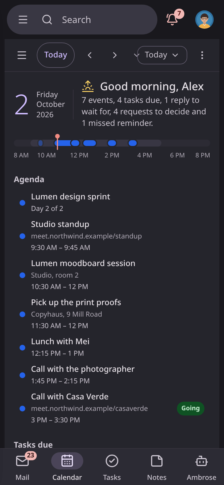 Today on a phone in the Cards layout, dark