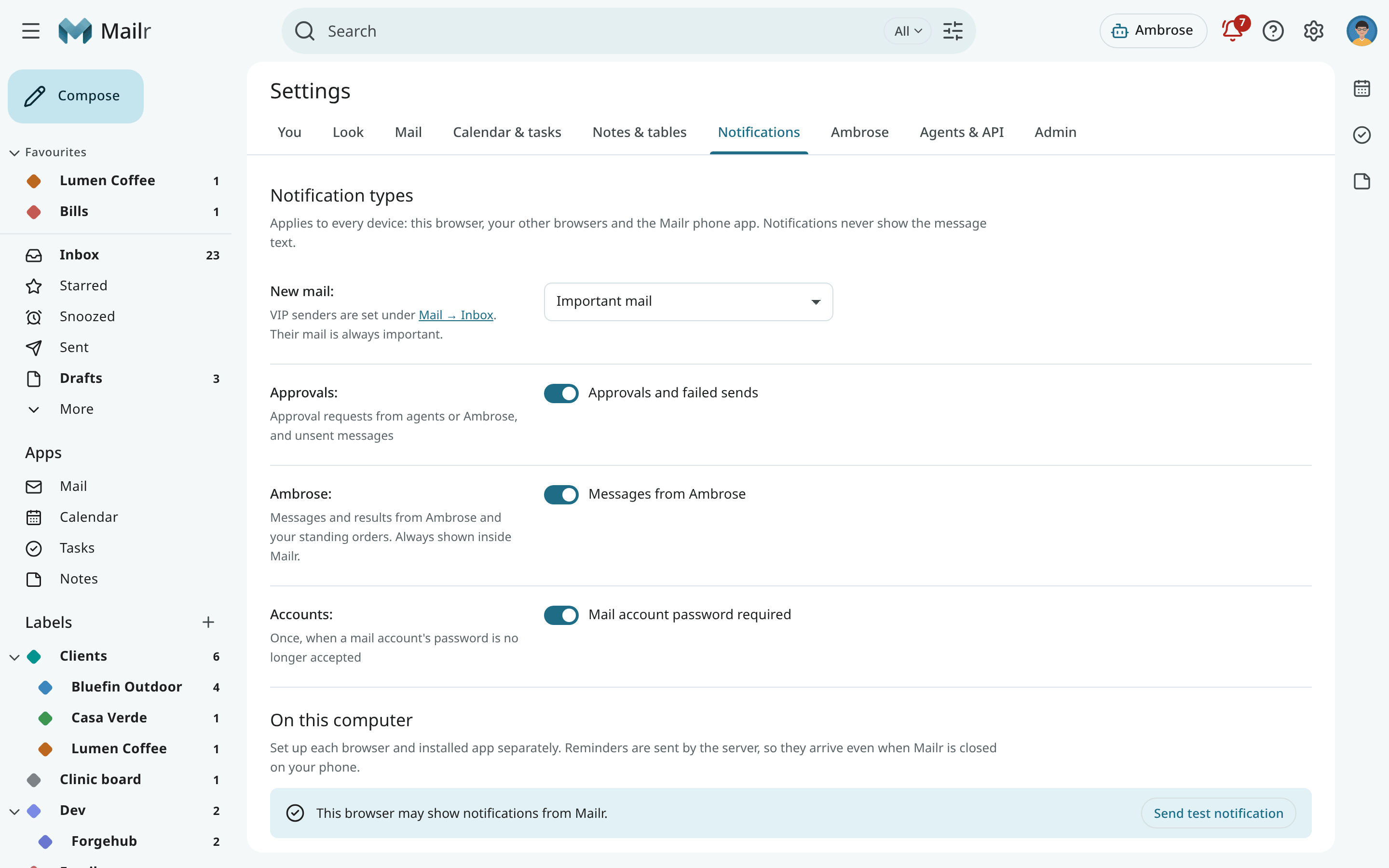 Settings → Notifications