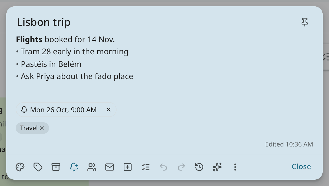 A note with a reminder for tomorrow morning