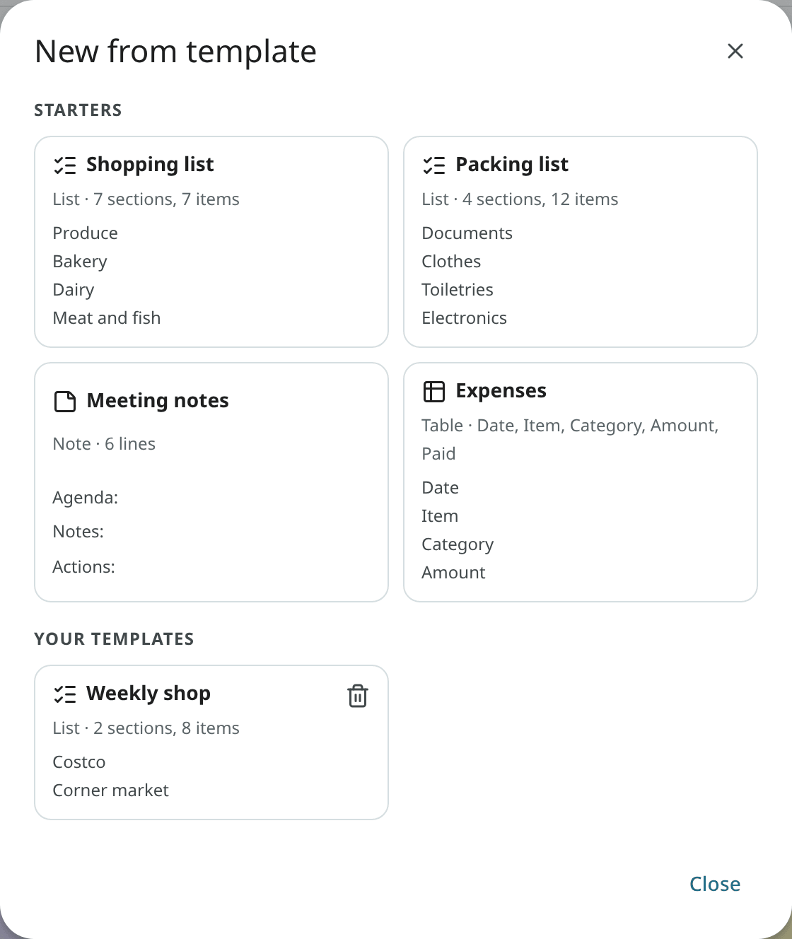 The templates: the starters and your own