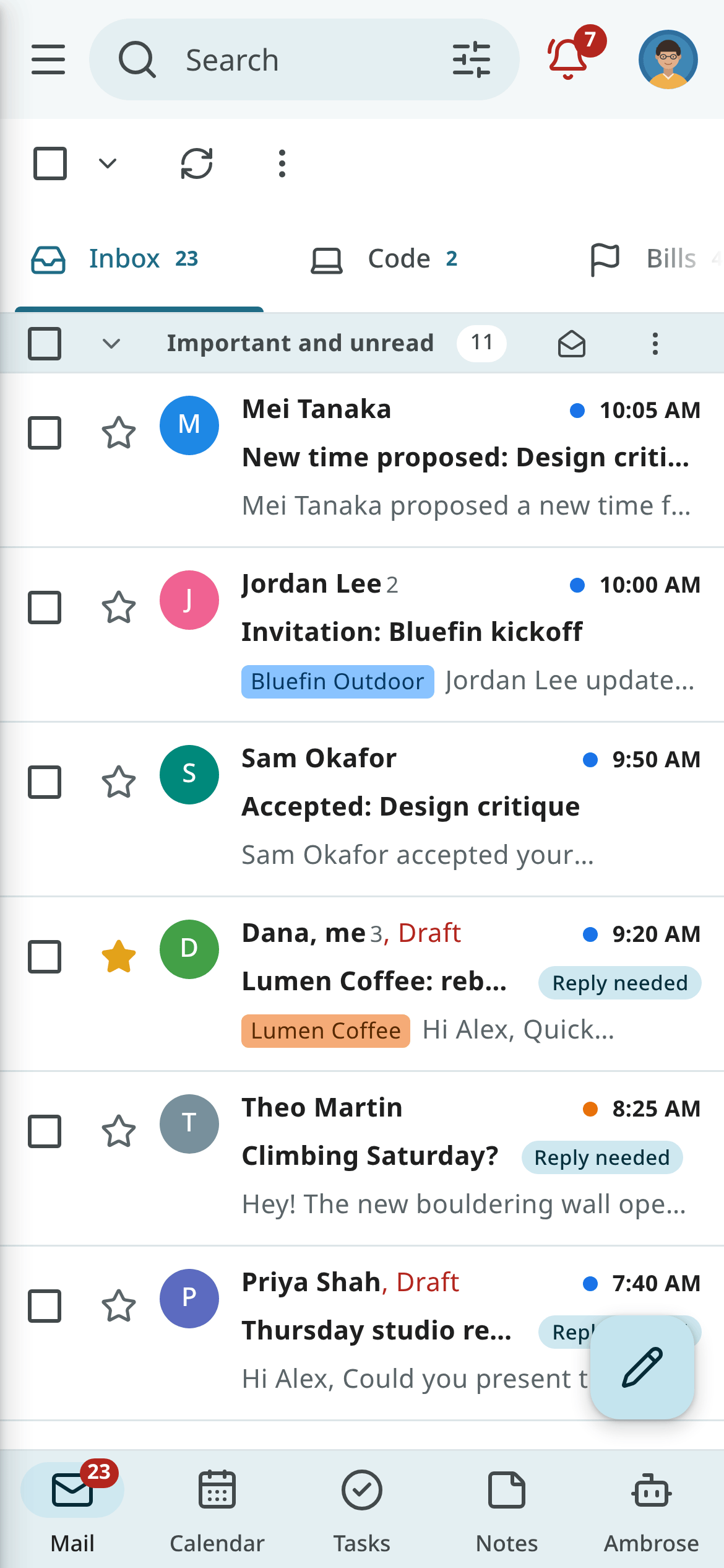 Mailr on an iPhone, opened from the Home Screen