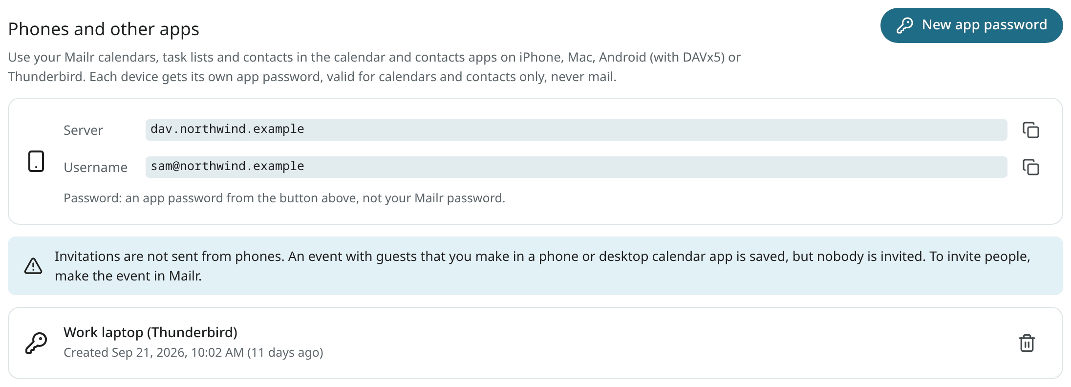 Phones and other apps in Settings → Calendar & tasks