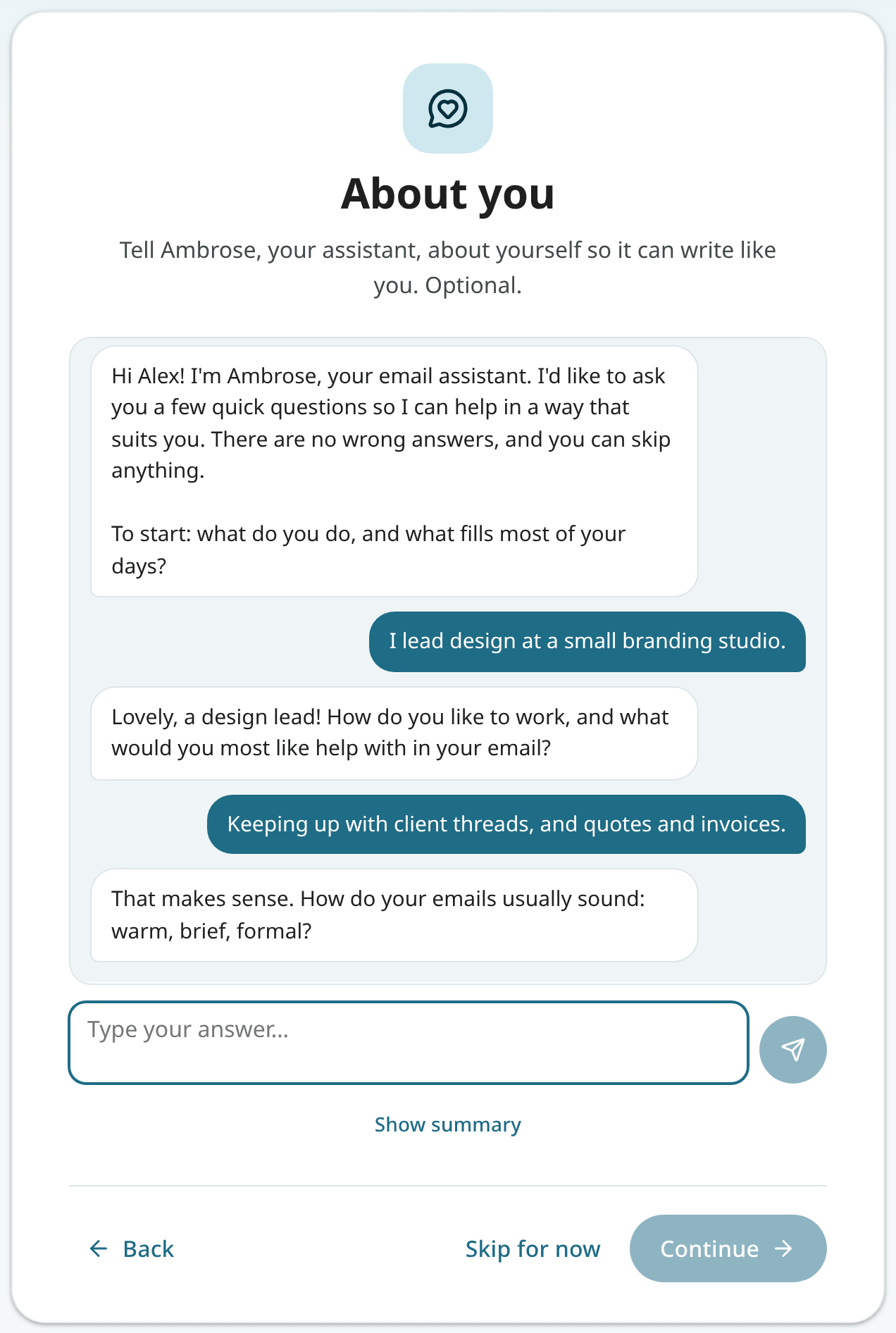 The quick chat with Ambrose