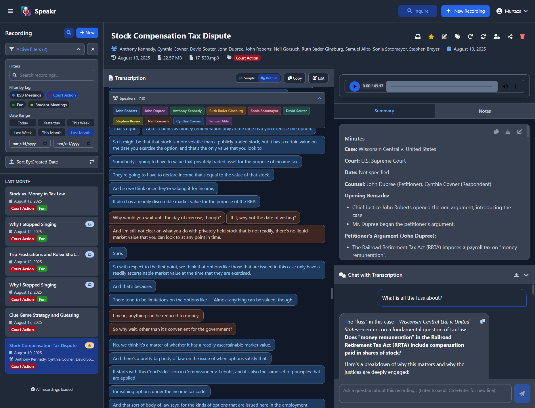 Main Dashboard with Filters