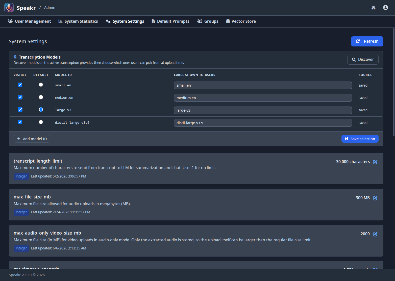 System settings