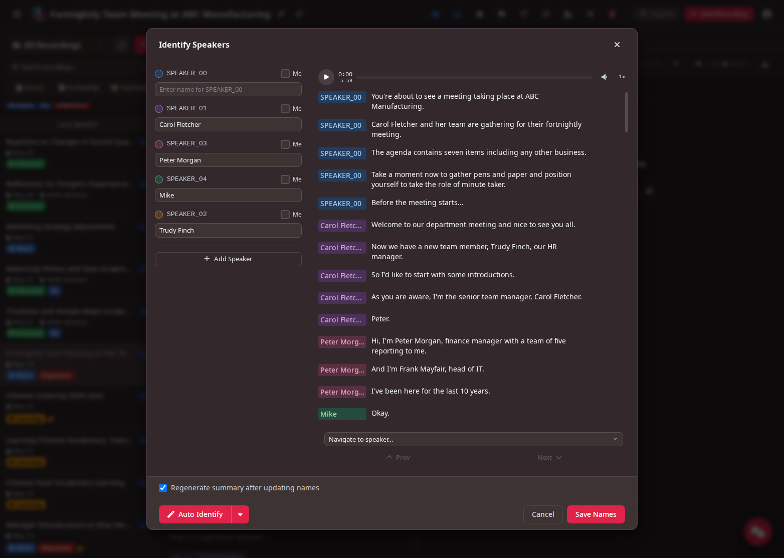 Auto name recognition