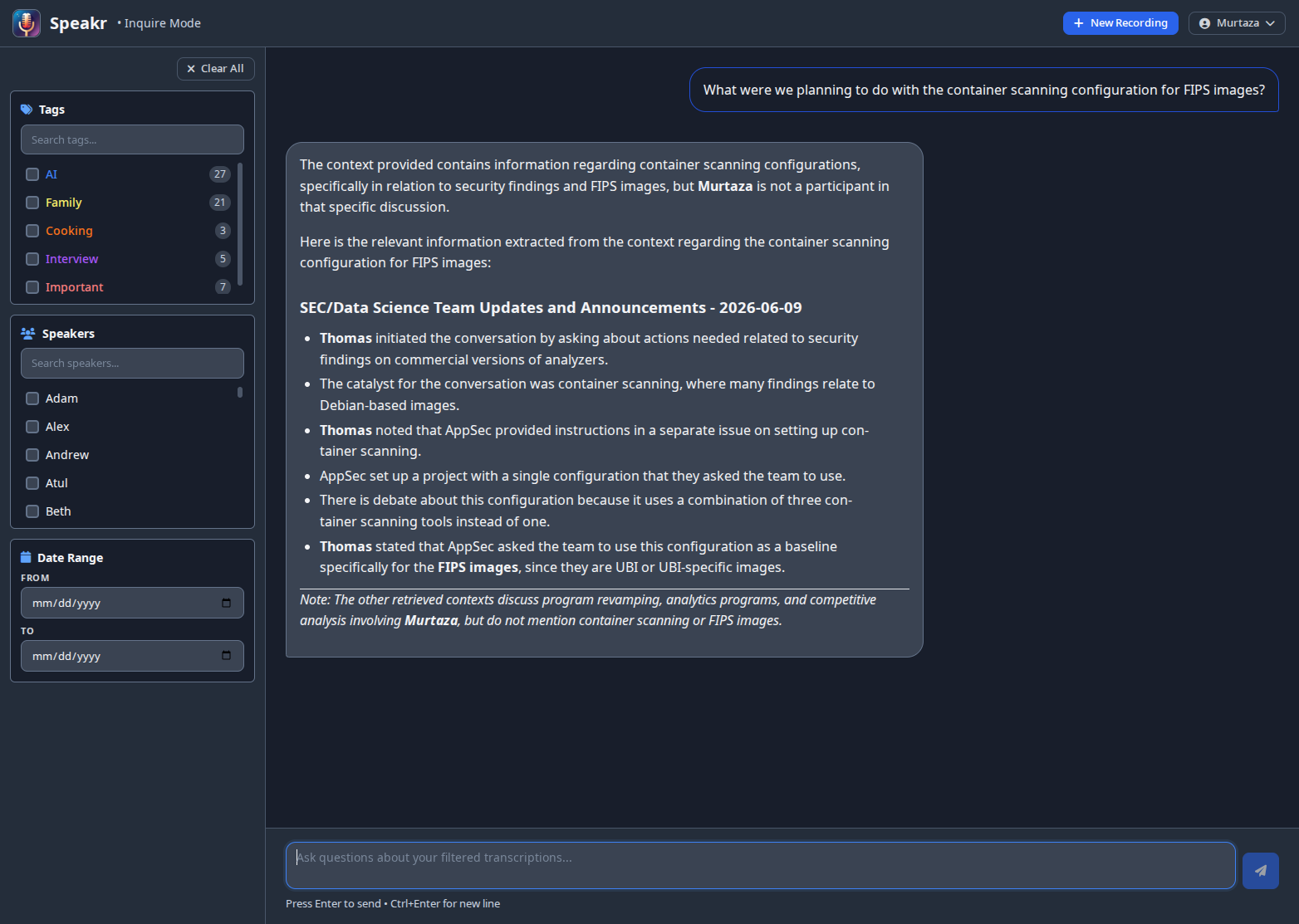 Inquire Mode semantic search
