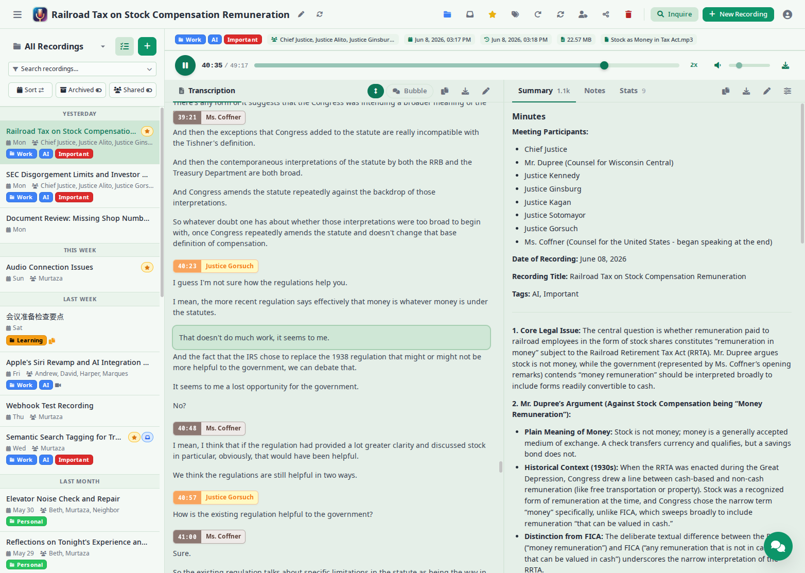 Summary View