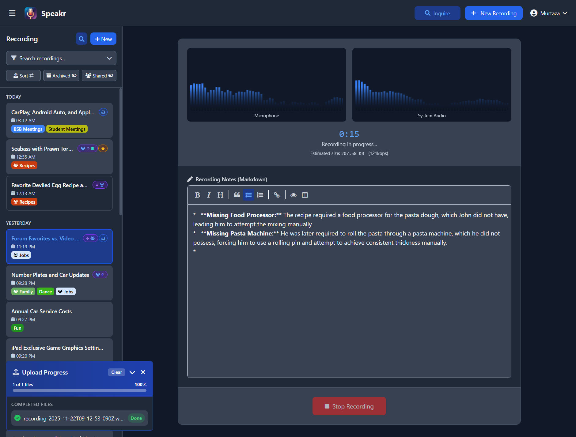 Dual Source Recording