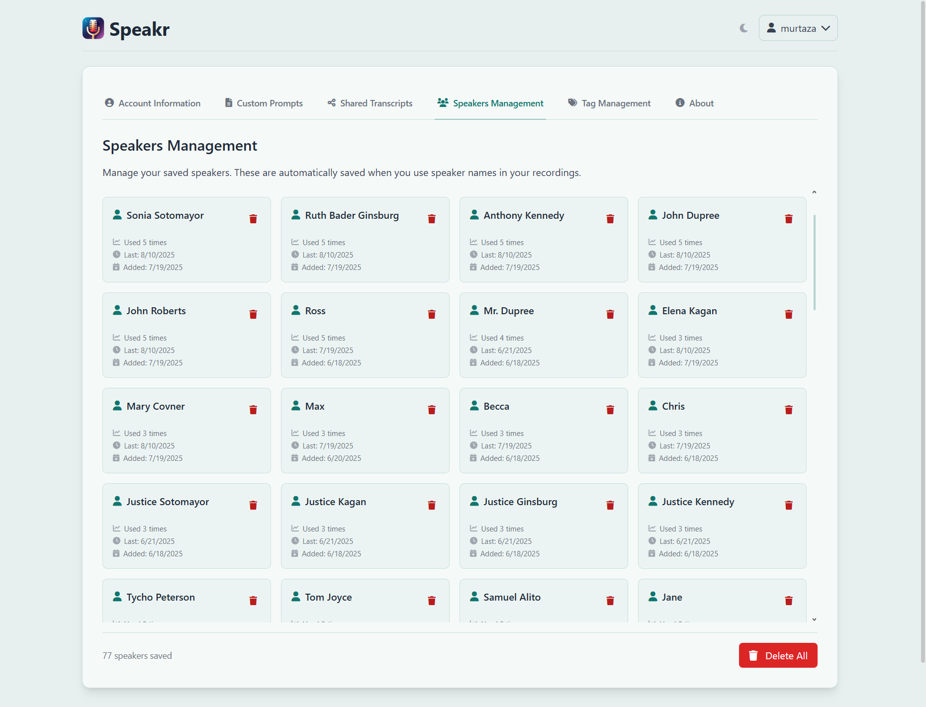 Speakers Management