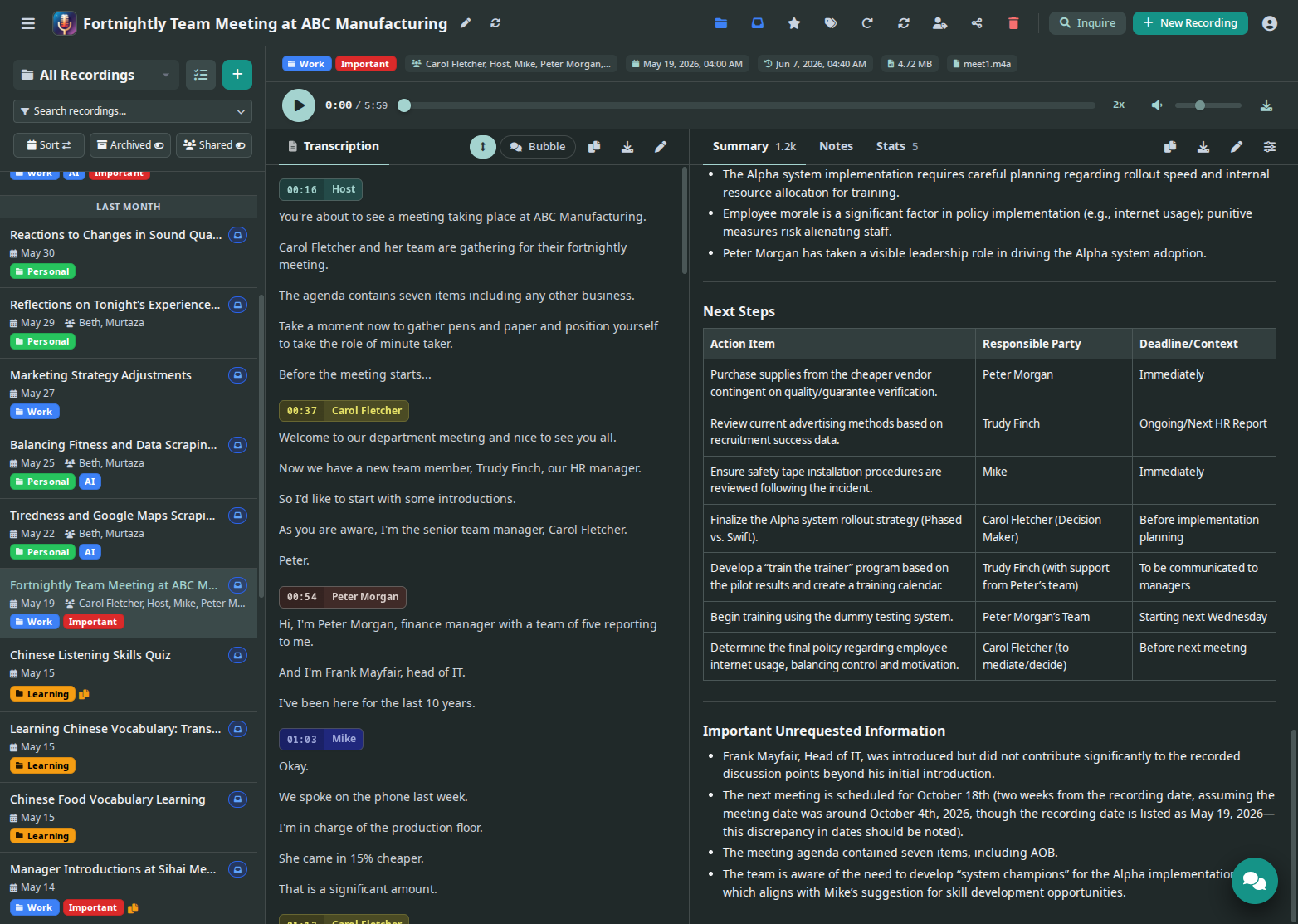 Summary with next steps